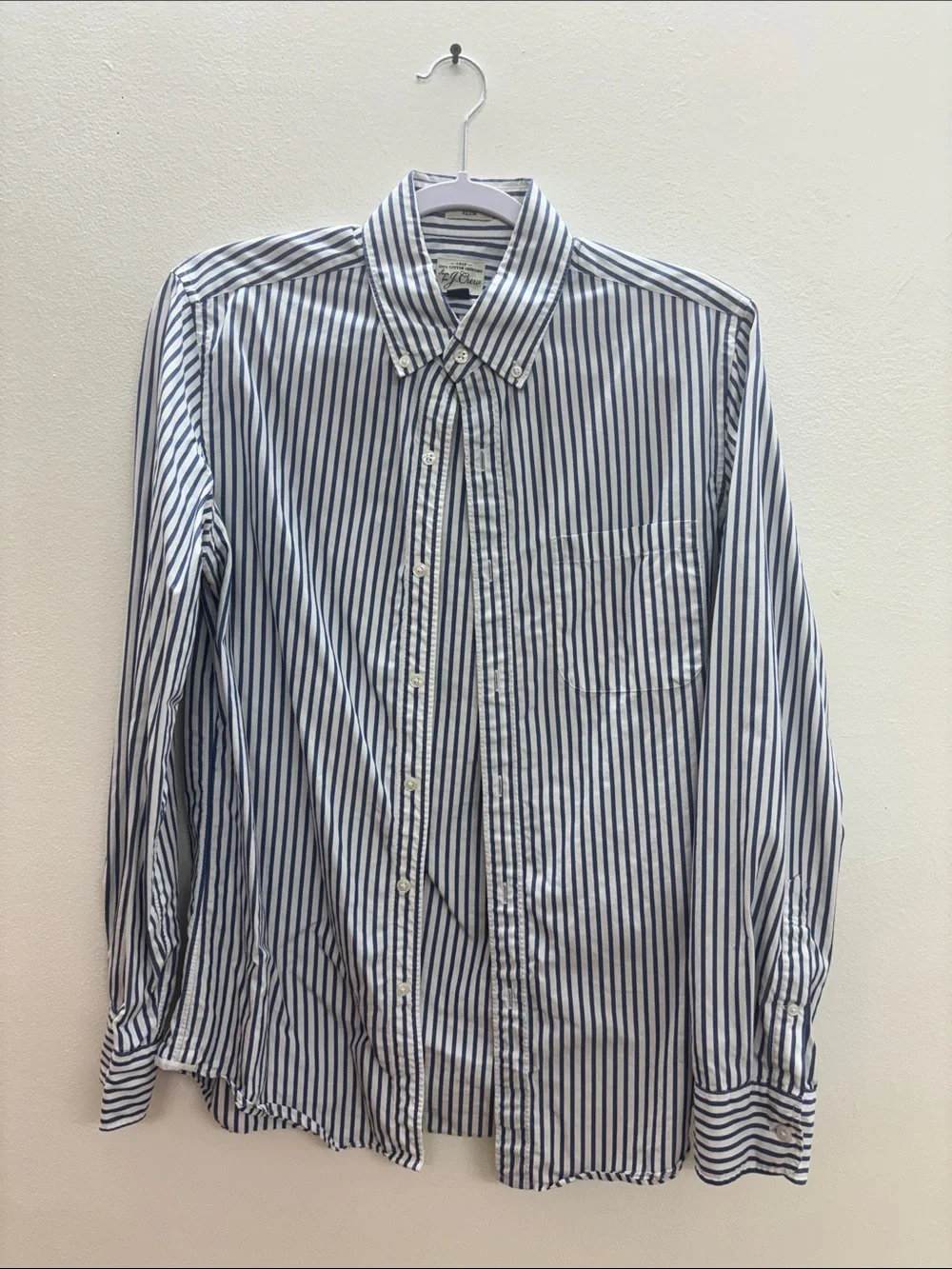 J. Crew Blue and White Striped Button-Down Shirt Men’s Small, Slim fit
